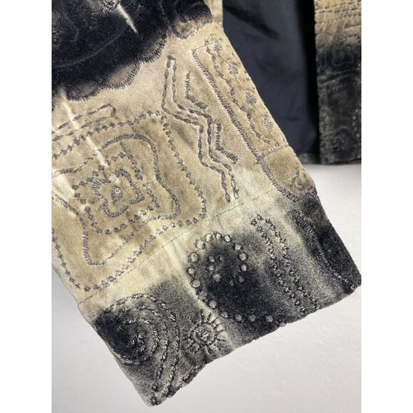 Chico's 0 Embroidered Velvet Brown Black Blazer Jacket Size Small Career Office - Picture 10 of 11